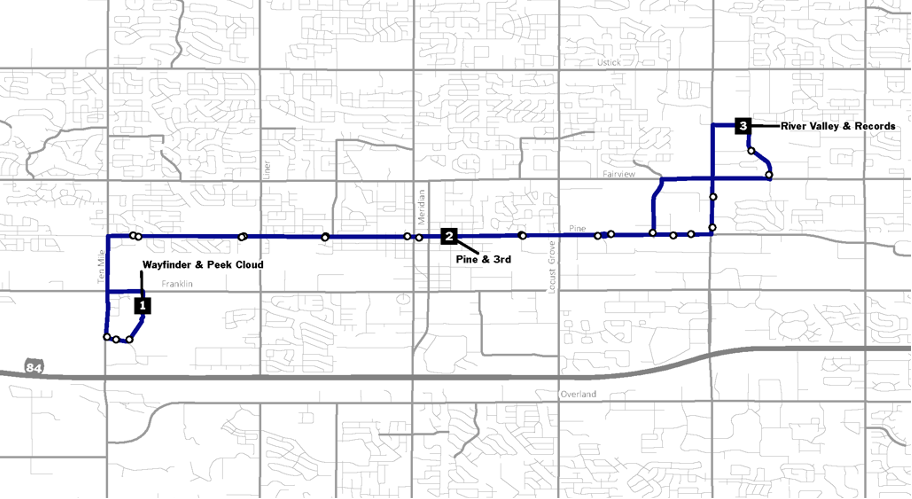 Meridian fixed route service map