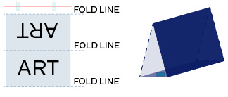 Graphic showing the fold lines and tape placement to appropriately display the table tents advertising Extra Hours